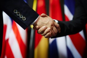 Two politicians shake hands
