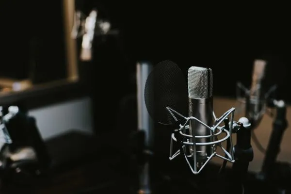 Radio advertising near me - a radio booth ready to record